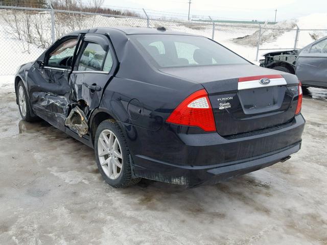 3FAHP0JA7CR202236 - 2012 FORD FUSION SEL BLACK photo 3