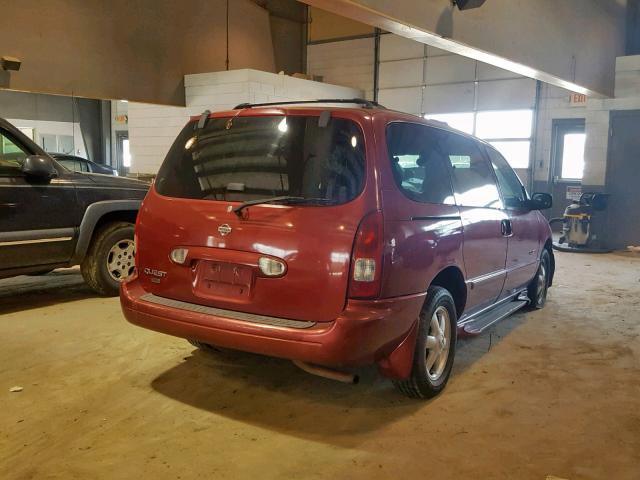 4N2ZN16TX1D820853 - 2001 NISSAN QUEST SE RED photo 4