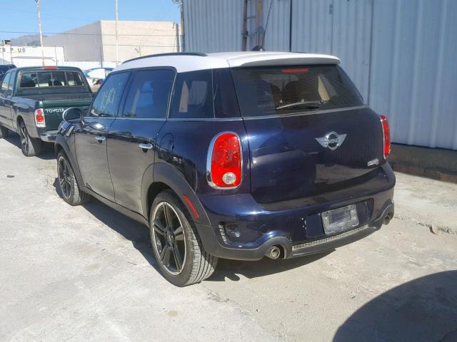 WMWZC3C55BWL79386 - 2011 MINI COOPER S C BLUE photo 3