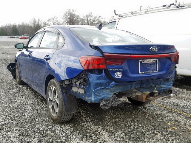 3KPF24ADXKE027293 - 2019 KIA FORTE FE BLUE photo 3