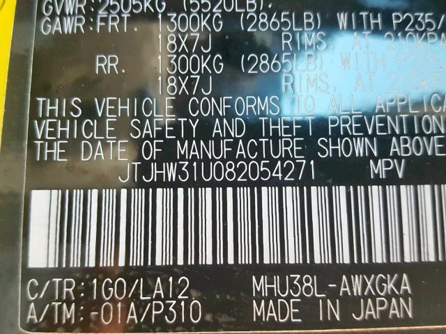 JTJHW31U082054271 - 2008 LEXUS RX 400H GRAY photo 10