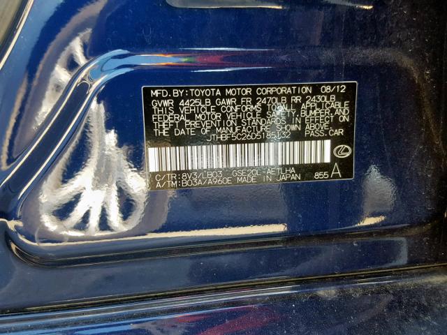 JTHBF5C26D5185132 - 2013 LEXUS IS 250 BLUE photo 10