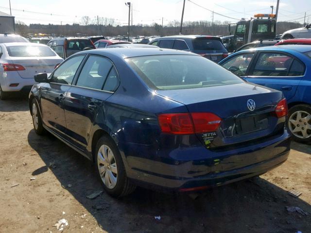 3VW2K7AJXCM346090 - 2012 VOLKSWAGEN JETTA BASE BLUE photo 3