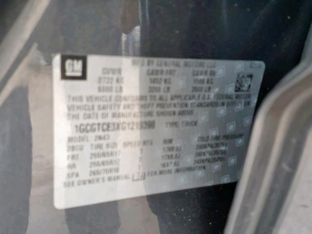 1GCGTCE3XG1219398 - 2016 CHEVROLET COLORADO L GRAY photo 10