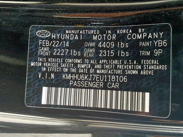 KMHHU6KJ7EU118106 - 2014 HYUNDAI GENESIS CO BLACK photo 10