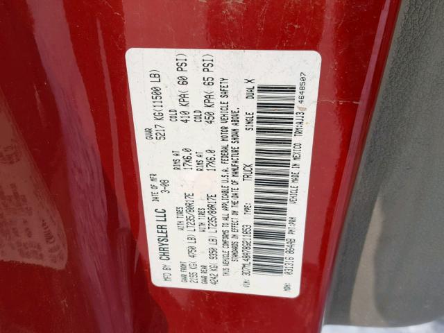 3D7ML48A78G211853 - 2008 DODGE RAM 3500 S RED photo 10