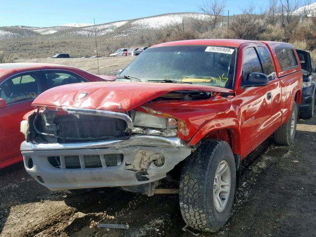 1B7GG22N61S197275 - 2001 DODGE DAKOTA RED photo 2