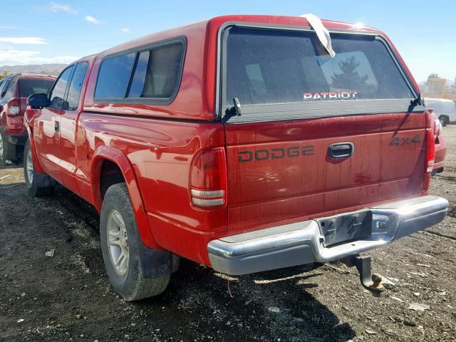 1B7GG22N61S197275 - 2001 DODGE DAKOTA RED photo 3