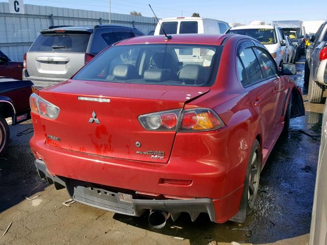 JA3AW56V38U051689 - 2008 MITSUBISHI LANCER EVO RED photo 4