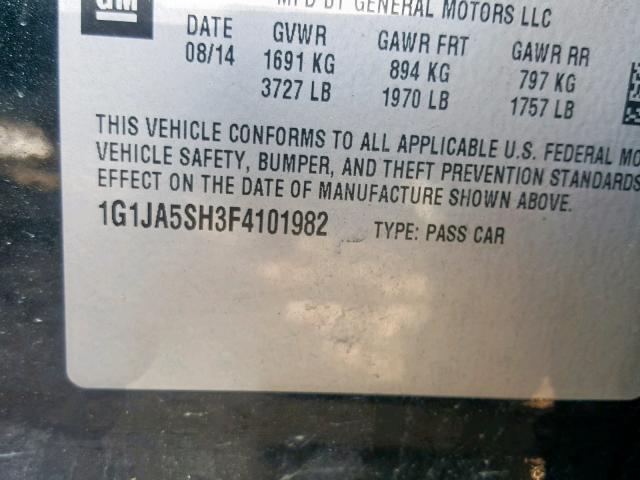 1G1JA5SH3F4101982 - 2015 CHEVROLET SONIC LS 黑色 照片 10