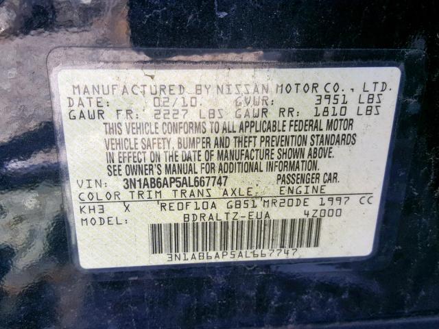 3N1AB6AP5AL667747 - 2010 NISSAN SENTRA 2.0 BLACK photo 10