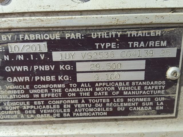 1UYVS2536CG413925 - 2012 UTILITY TRAILER WHITE photo 10