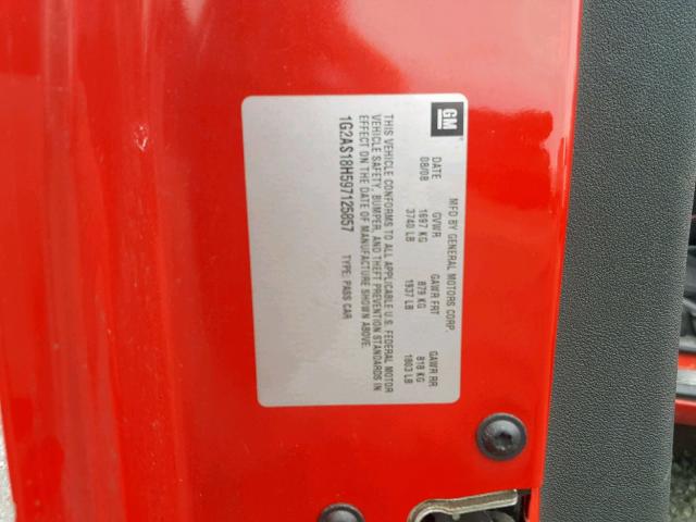 1G2AS18H597125857 - 2009 PONTIAC G5 RED photo 10
