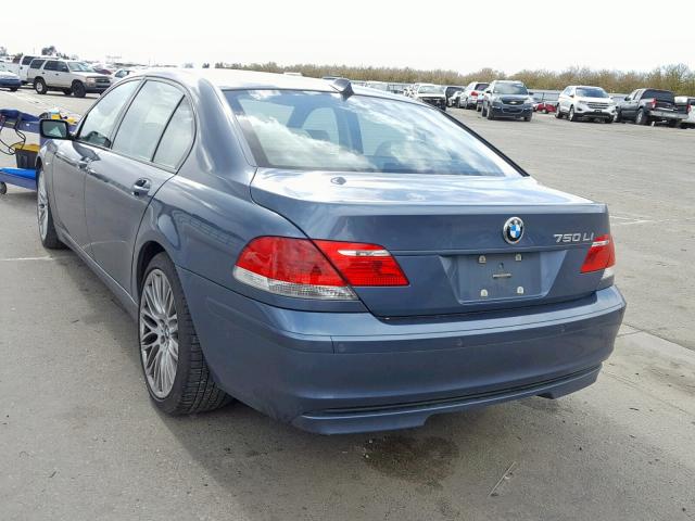 WBAHN83547DT70393 - 2007 BMW 750 BLUE photo 3