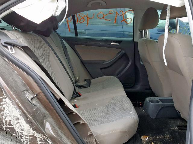 3VW2K7AJ1CM324916 - 2012 VOLKSWAGEN JETTA BASE BROWN photo 6