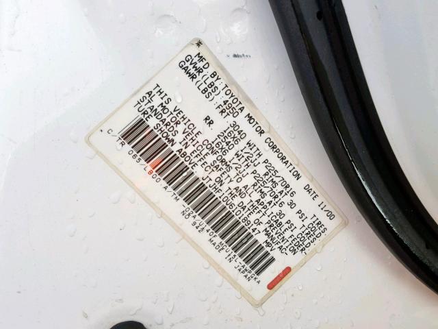 JTJHF10U610189147 - 2001 LEXUS RX 300 WHITE photo 10