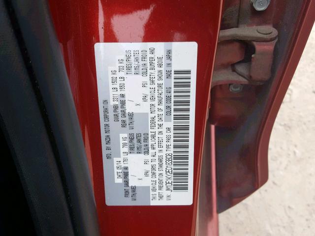 JM1DE1KY2E0183808 - 2014 MAZDA MAZDA2 SPO RED photo 10