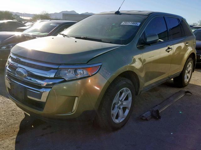 2FMDK3JC2DBA32230 - 2013 FORD EDGE SEL GREEN photo 2