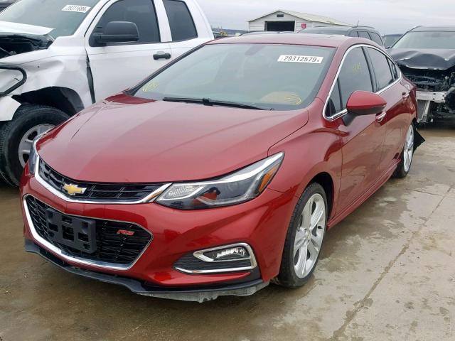 1G1BF5SM9J7195988 - 2018 CHEVROLET CRUZE PREM MAROON photo 2