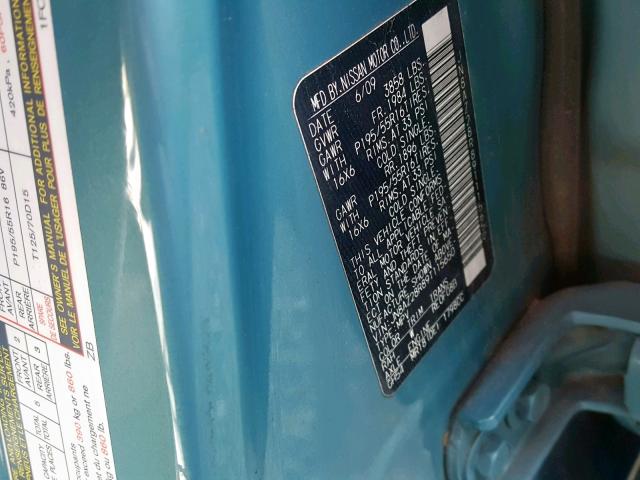 JN8AZ28R89T115650 - 2009 NISSAN CUBE BASE BLUE photo 10