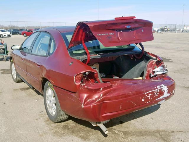 1FAFP56S55A141570 - 2005 FORD TAURUS SEL BURGUNDY photo 3