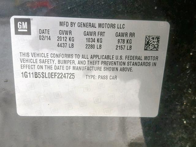 1G11B5SL0EF224725 - 2014 CHEVROLET MALIBU LS BLACK photo 10