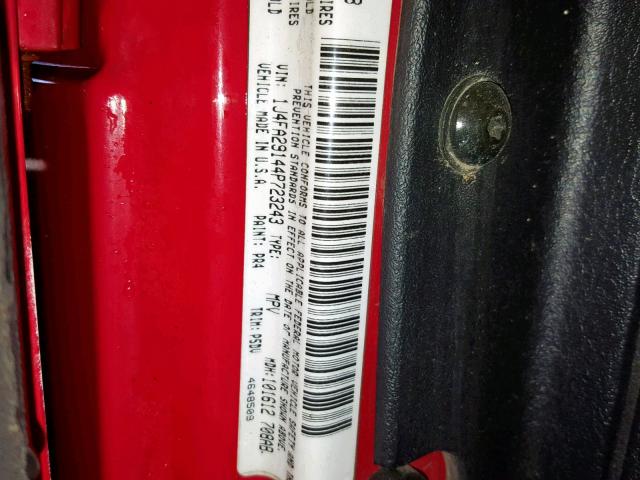 1J4FA29144P723243 - 2004 JEEP WRANGLER / RED photo 10