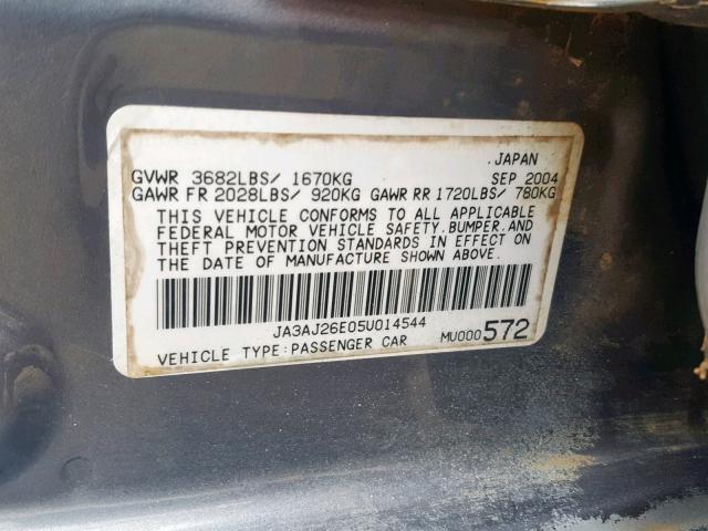 JA3AJ26E05U014544 - 2005 MITSUBISHI LANCER ES BLUE photo 10