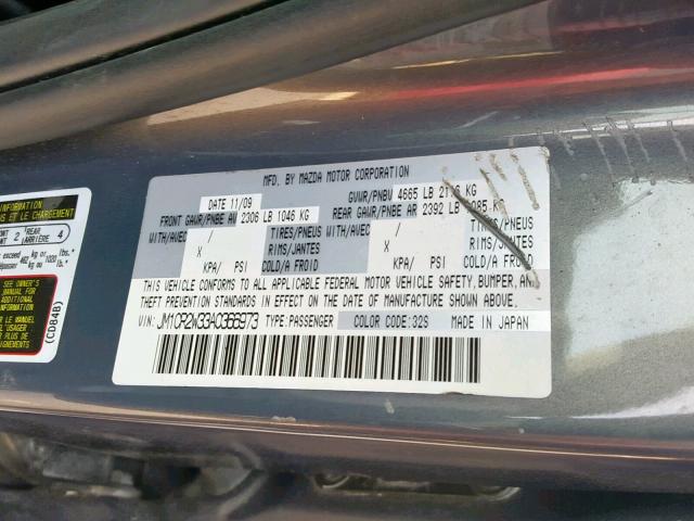 JM1CR2W33A0366973 - 2010 MAZDA 5 GRAY photo 10