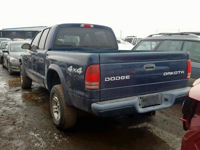 1D7HG38N63S273670 - 2003 DODGE DAKOTA QUA BLUE photo 3