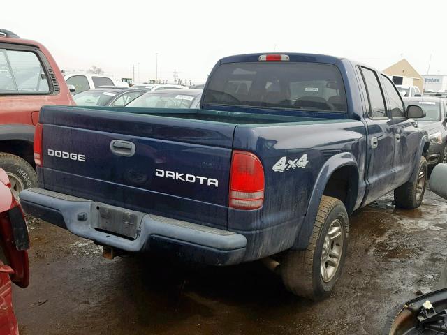 1D7HG38N63S273670 - 2003 DODGE DAKOTA QUA BLUE photo 4