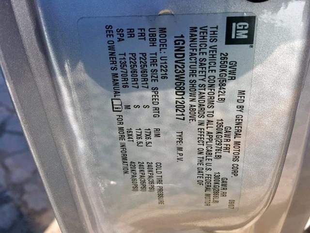 1GNDV23W68D120217 - 2008 CHEVROLET UPLANDER L 米色 照片 10