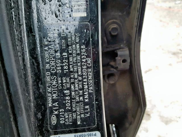 KNADM4A38D6243268 - 2013 KIA RIO LX BLACK photo 10