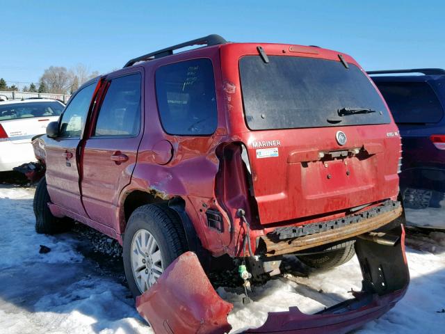 4M2YU91187KJ04294 - 2007 MERCURY MARINER LU RED photo 3