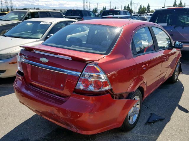 KL1TD56E49B619114 - 2009 CHEVROLET AVEO LS RED photo 4