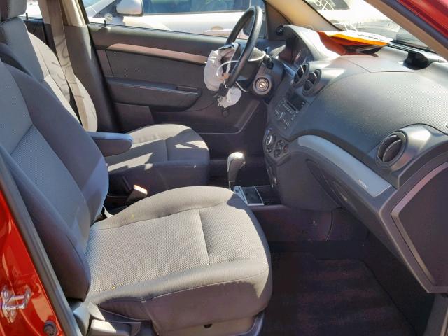 KL1TD56E49B619114 - 2009 CHEVROLET AVEO LS RED photo 5