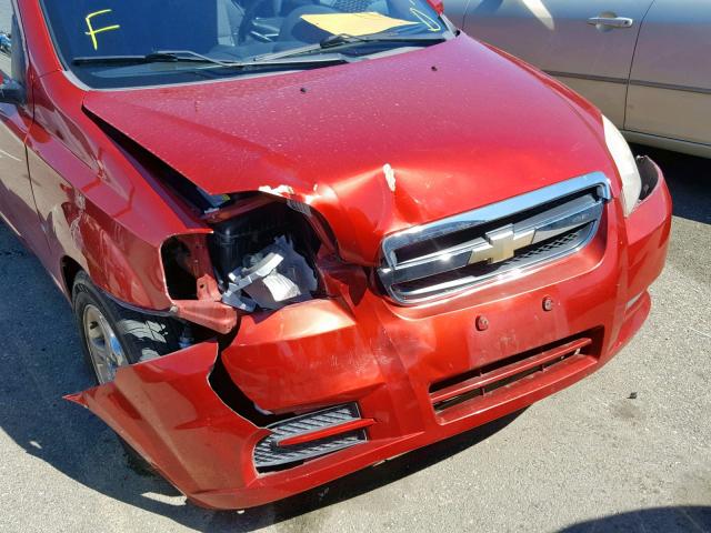 KL1TD56E49B619114 - 2009 CHEVROLET AVEO LS RED photo 9