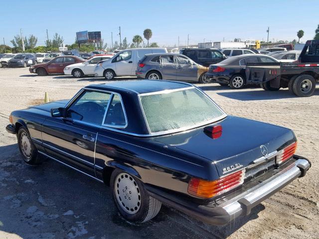 WDBBA48D8GA042617 - 1986 MERCEDES-BENZ 560 SL BLACK photo 3