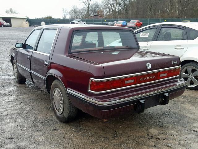 1B3XC46K8PD186252 - 1993 DODGE DYNASTY BURGUNDY photo 3