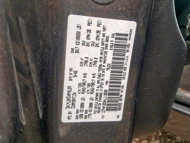 1D7HA18D04J116530 - 2004 DODGE RAM 1500 S GRAY photo 10