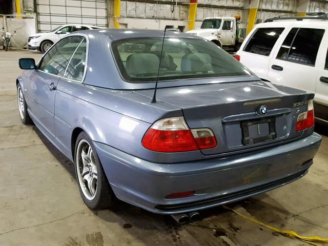 WBABS53472JU94849 - 2002 BMW 3 SERIES BLUE photo 3