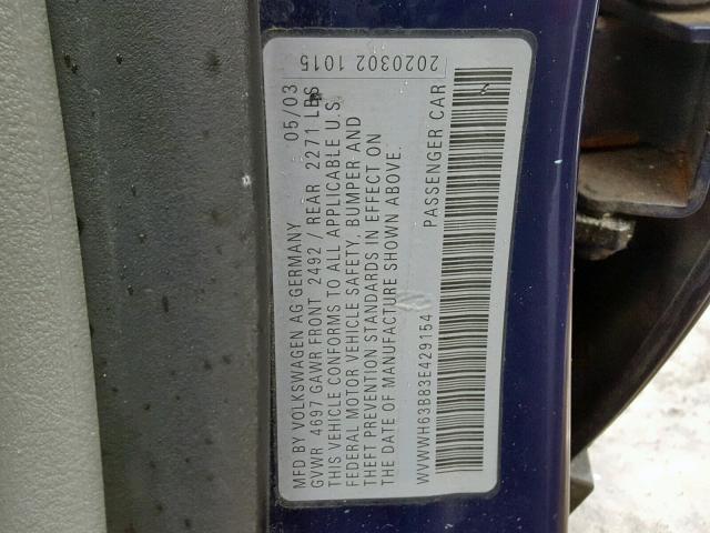 WVWWH63B83E429154 - 2003 VOLKSWAGEN PASSAT GLX 紫色 照片 10