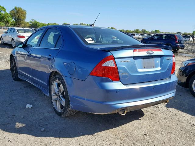 3FAHP0KC6AR106112 - 2010 FORD FUSION SPO BLUE photo 3