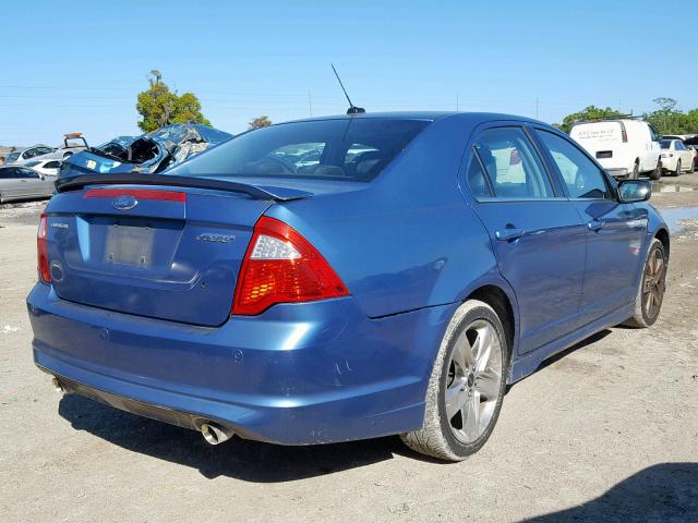 3FAHP0KC6AR106112 - 2010 FORD FUSION SPO BLUE photo 4