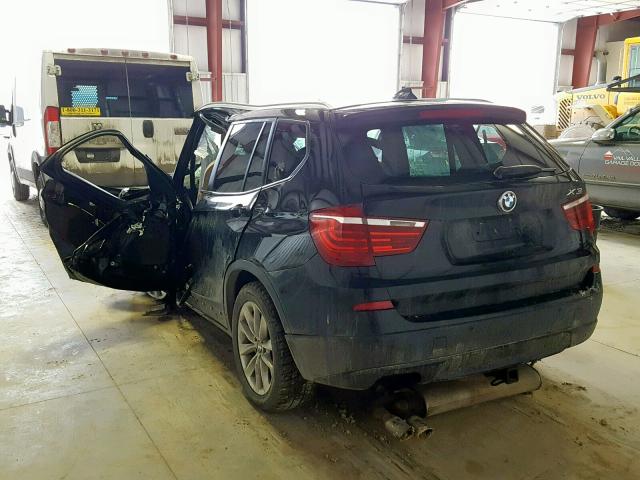 5UXWX9C50D0D00405 - 2013 BMW X3 XDRIVE2 BLACK photo 3