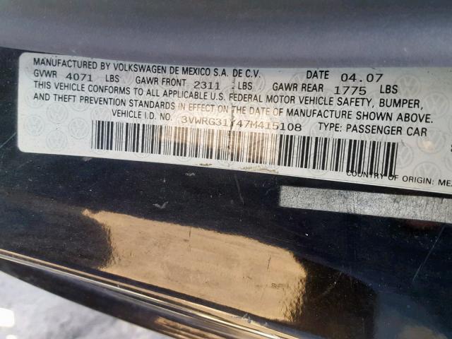 3VWRG31Y47M415108 - 2007 VOLKSWAGEN NEW BEETLE Schwarz Foto 10