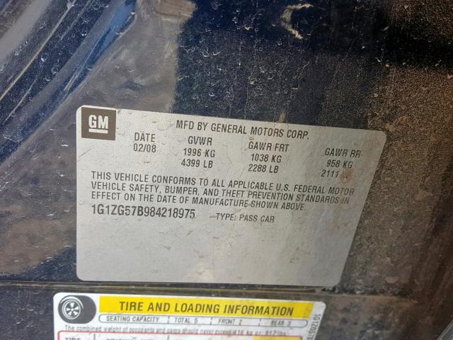 1G1ZG57B984218975 - 2008 CHEVROLET MALIBU LS BLUE photo 10