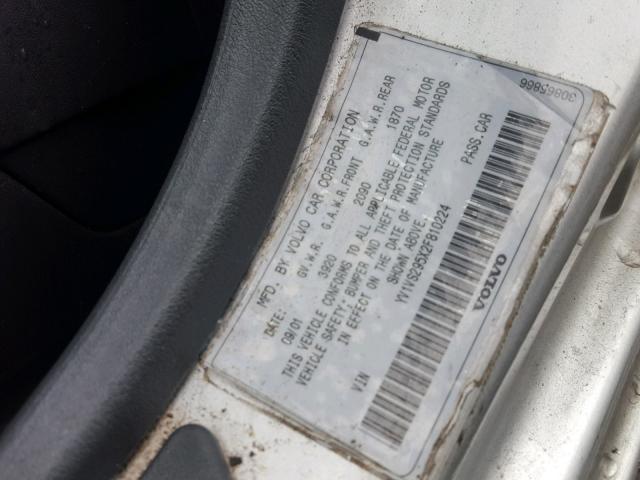 YV1VS295X2F810224 - 2002 VOLVO S40 1.9T SILVER photo 10