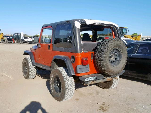 1J4FA49S81P313464 - 2001 JEEP WRANGLER / ORANGE photo 3