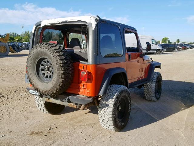 1J4FA49S81P313464 - 2001 JEEP WRANGLER / ORANGE photo 4